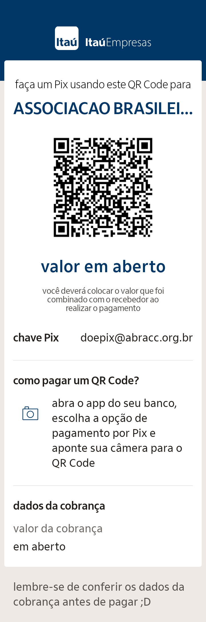 Doe pelo QR CODE